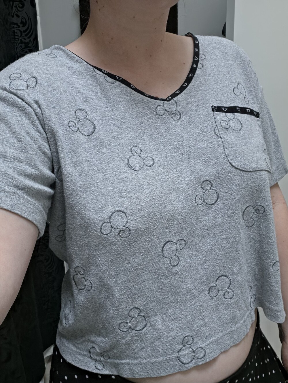 Vintage 90s y2k Disney Mickey Mouse gray cotton Cropped baby tee M/L - Picture 5 of 5